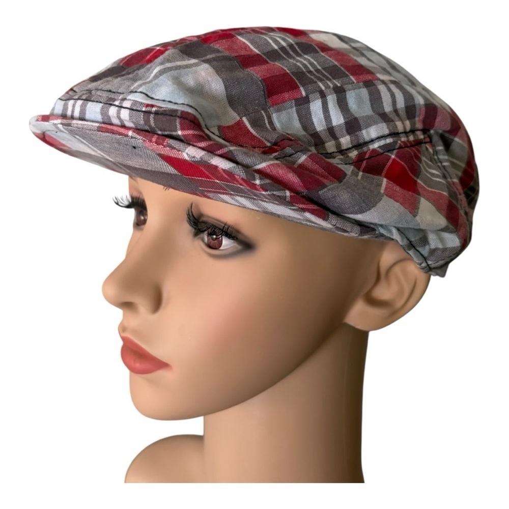 Crazy 8 Red and Gray Plaid Kids Newsboy Cap